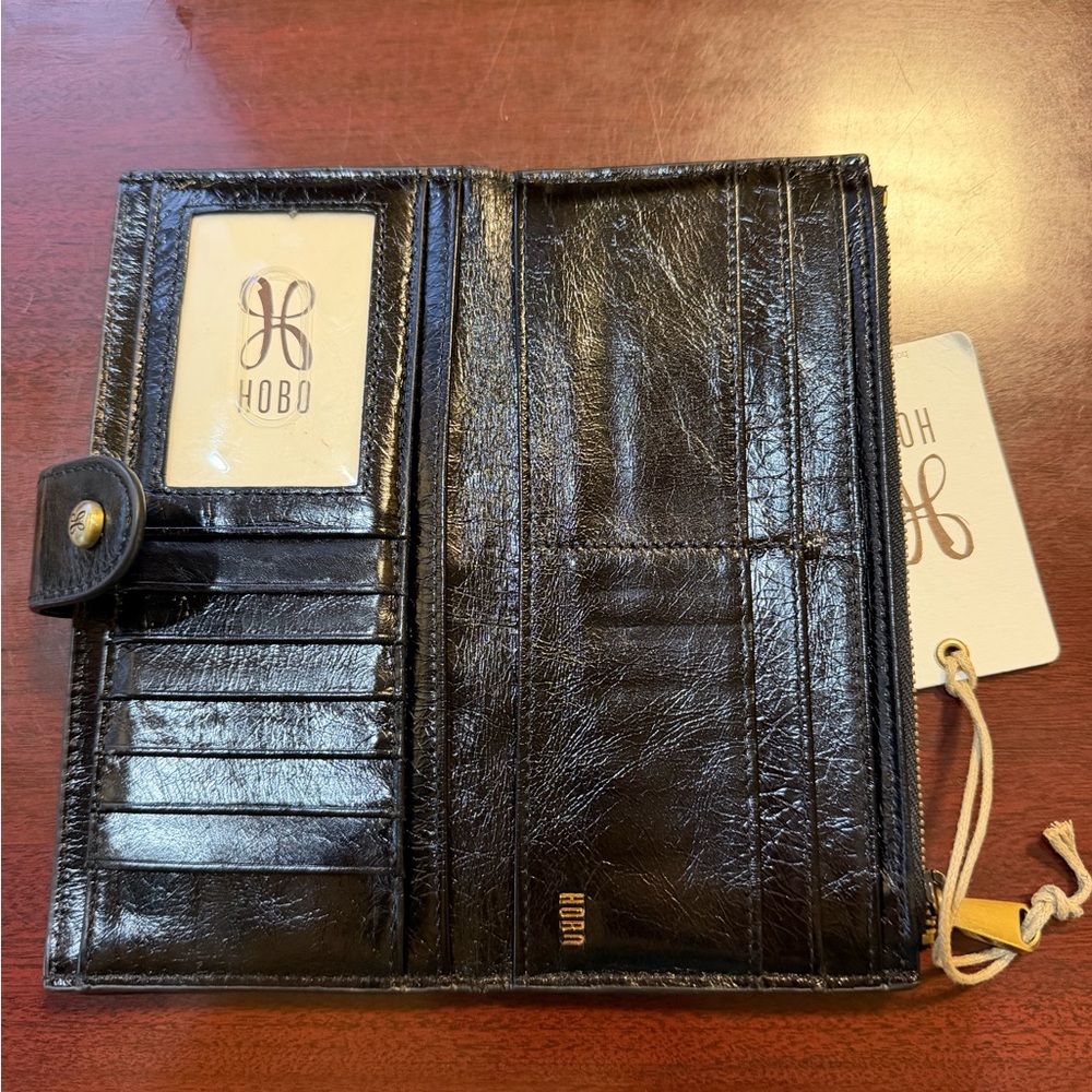 HOBO Shiny Black Leather Wallet